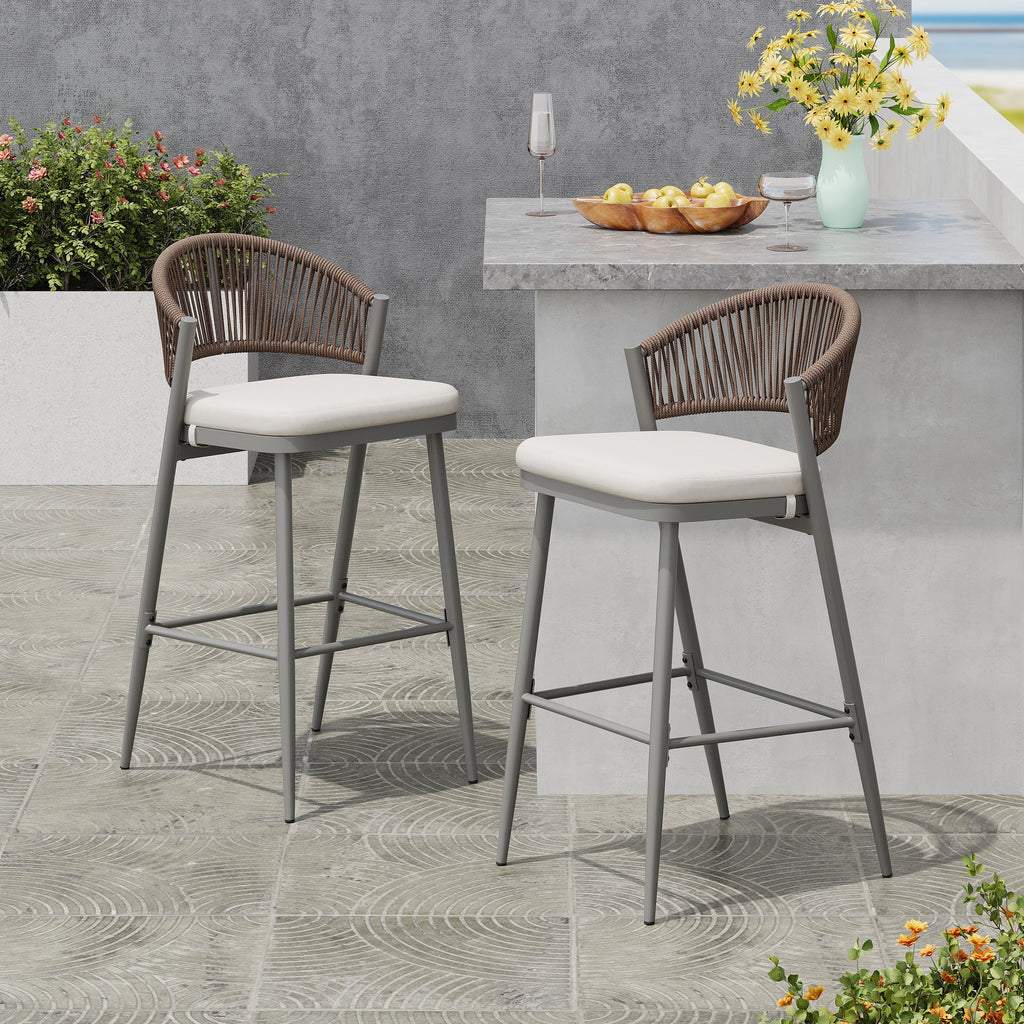 Outdoor 30.25" Seat Height Metal Frame Barstools