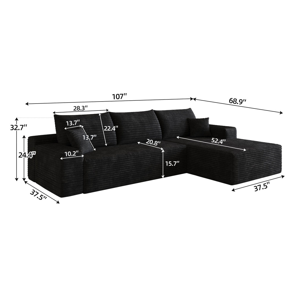 107" Cloud Sectional Couch with L-Shape Chaise