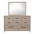 Oak Finish Eight Drawers Dresser With Mirror