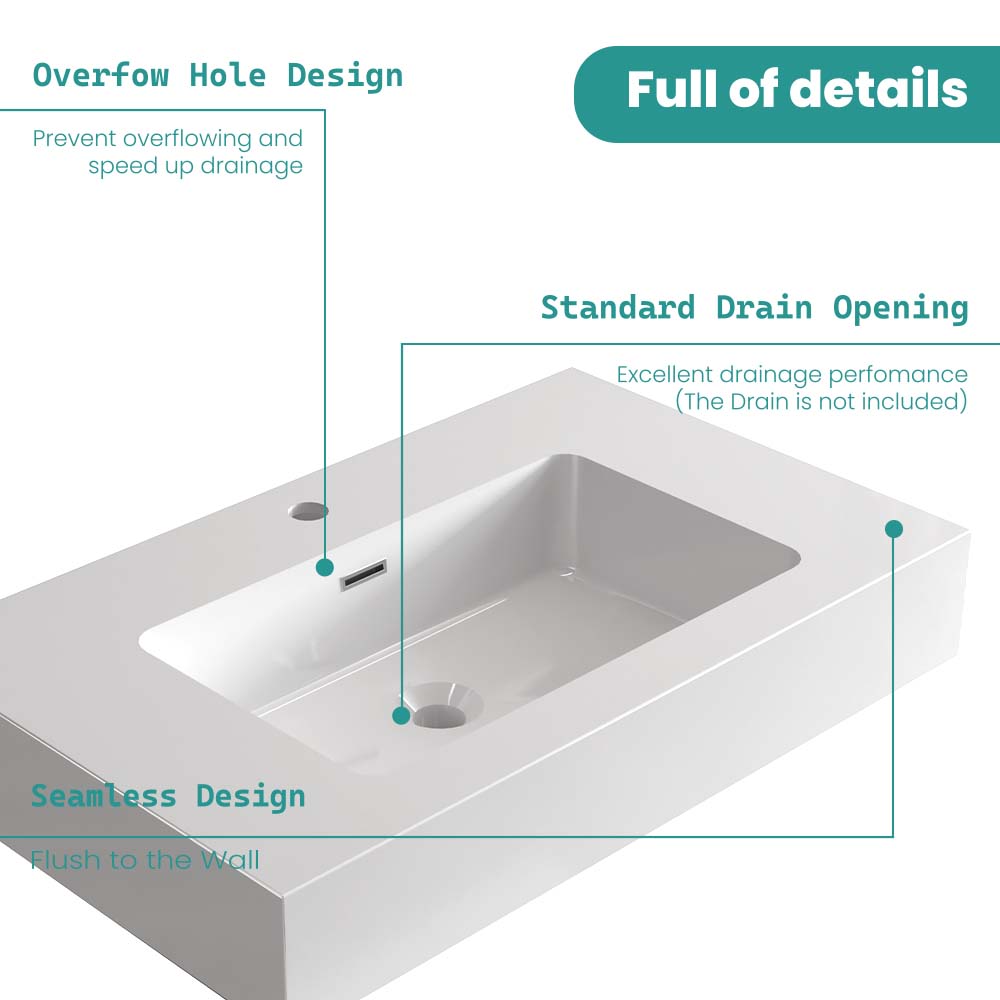 Glossy White Integrated Basin