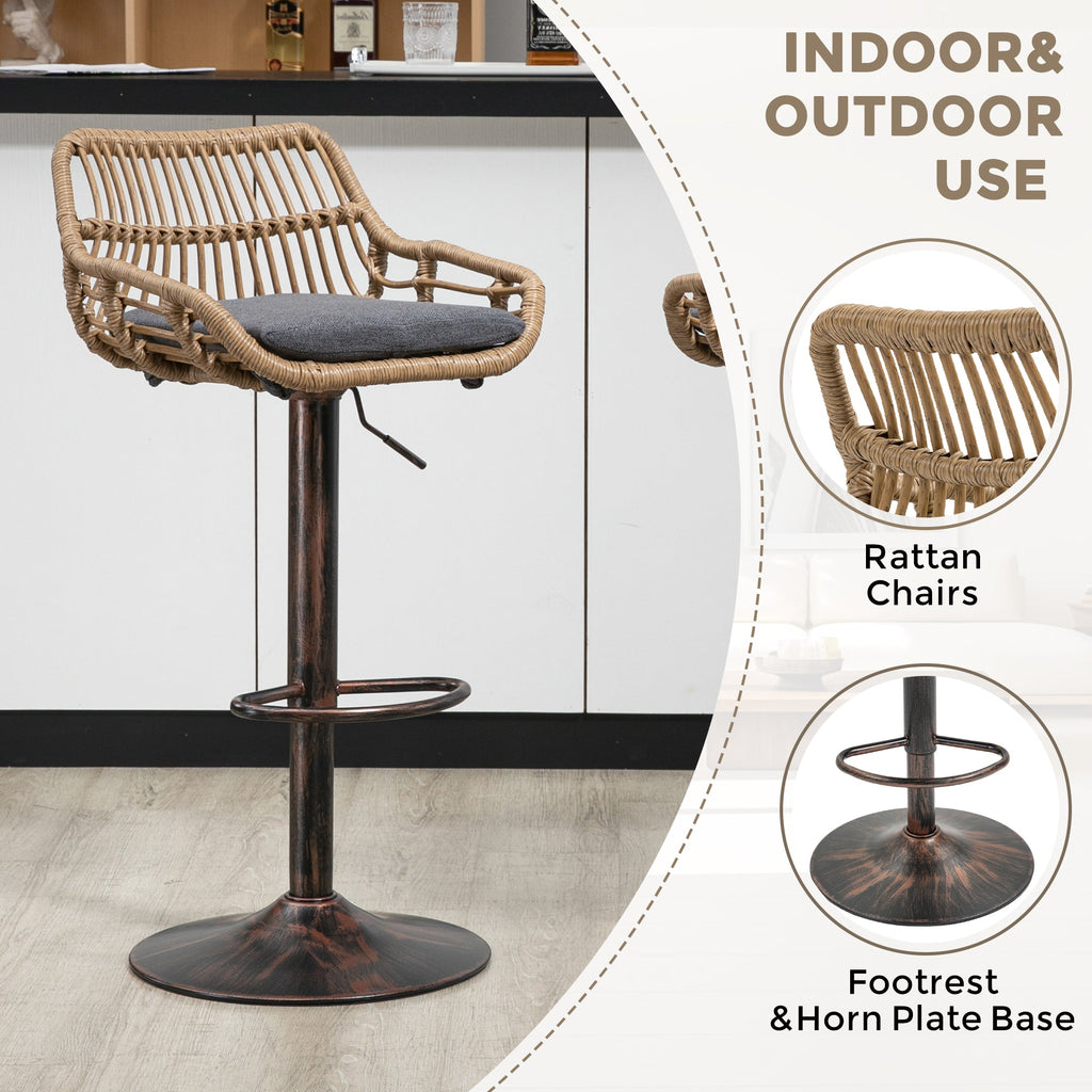 Modern Swivel Bar Stools Set of 2 Adjustable Counter Height Chairs
