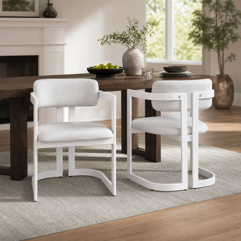 Upholstered Dining Chairs Set of 2, Fabric Armchairs