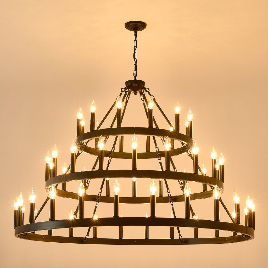 39.37 Inch 3 Tiers Wagon Wheel Chandelier