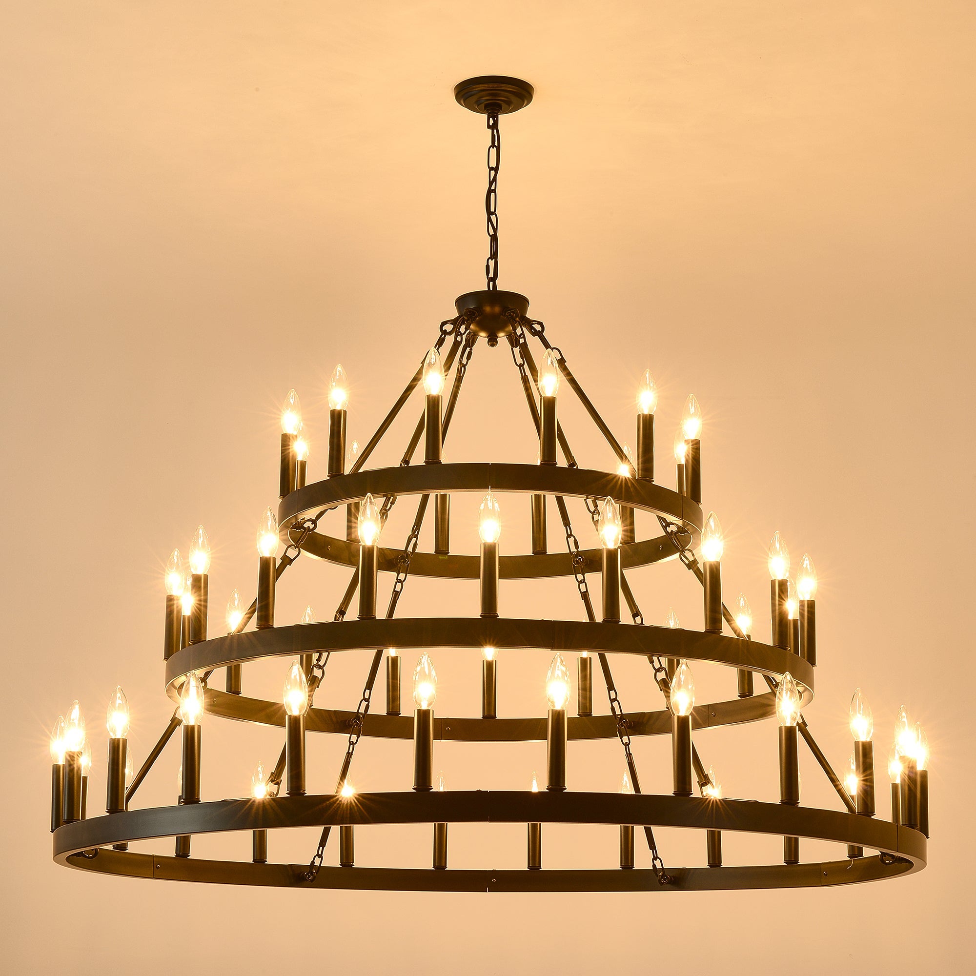 39.37 Inch 3 Tiers Wagon Wheel Chandelier