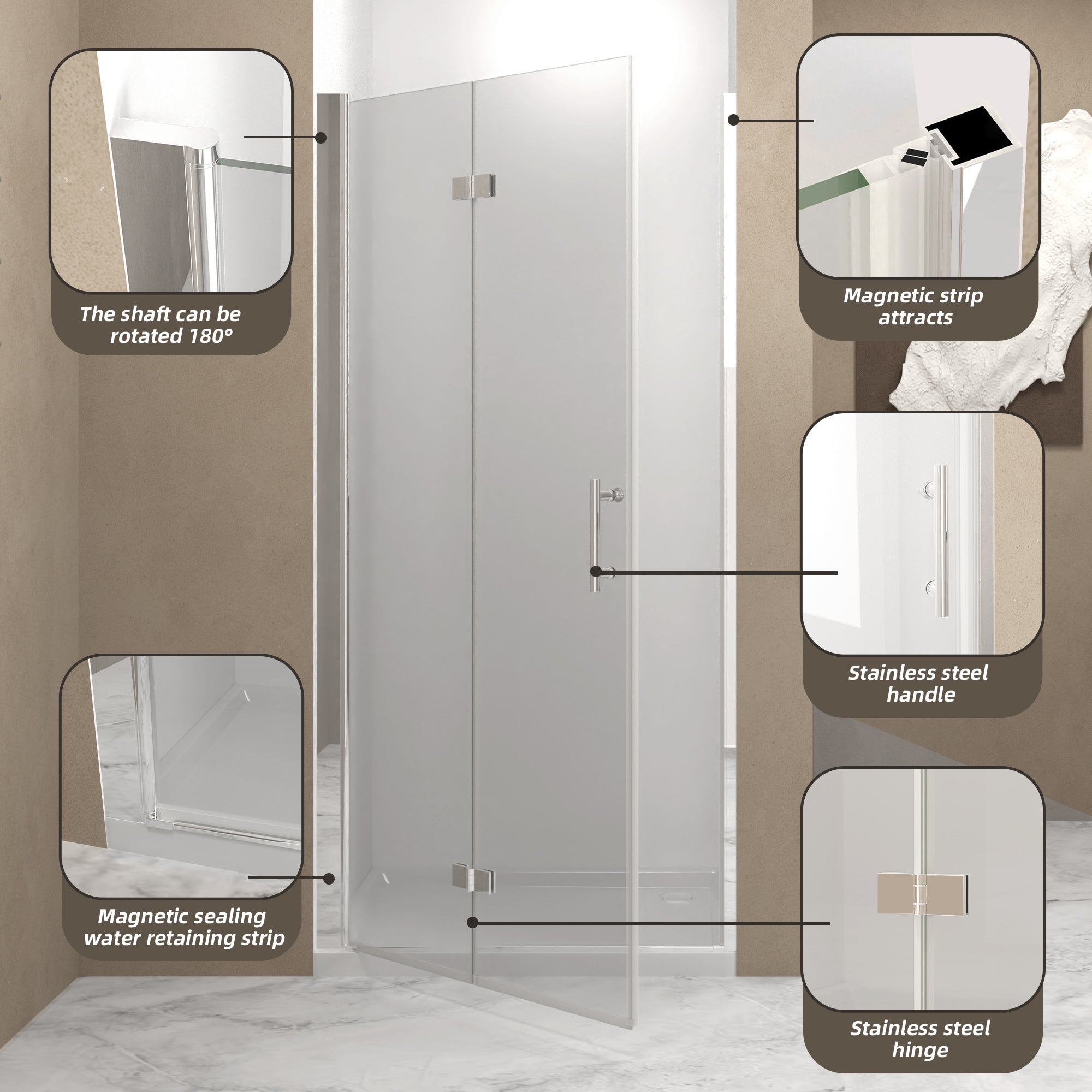 33-32" x 72" Bifold Shower Door