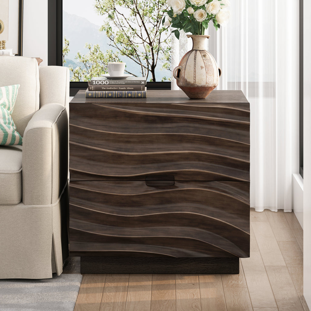 Solid Wood Nightstands, Bedside Table with 2 Drawers