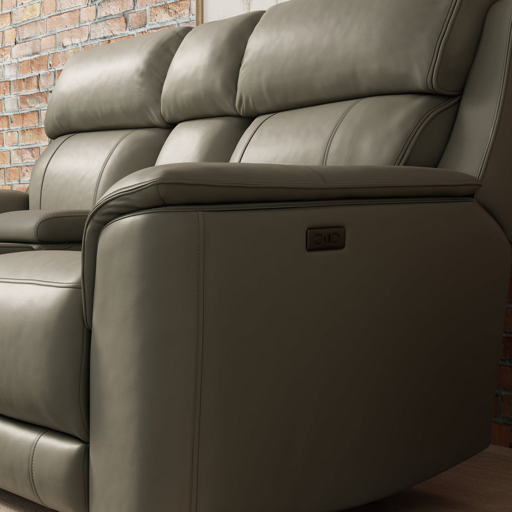 Oslo Dual Power Reclining Love Seat with Console in Mineral