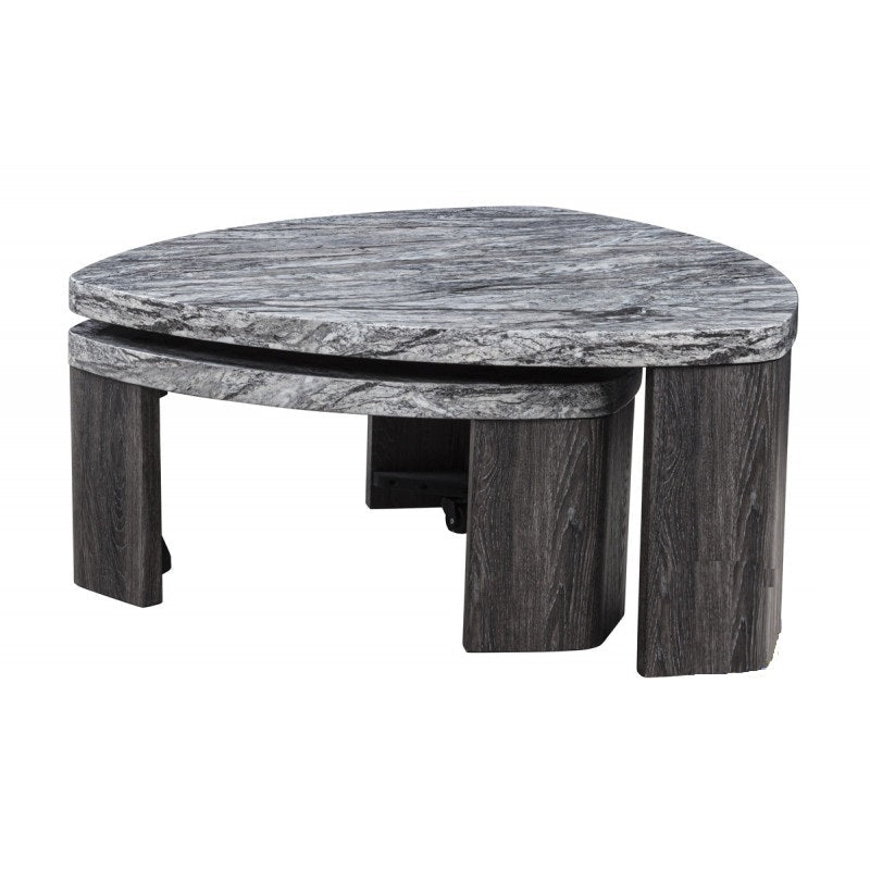 Granite Gray Marble-Look Coffee Table Set