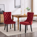 Classic Velvet Dining Chairs - Set of 2 in Burgundy