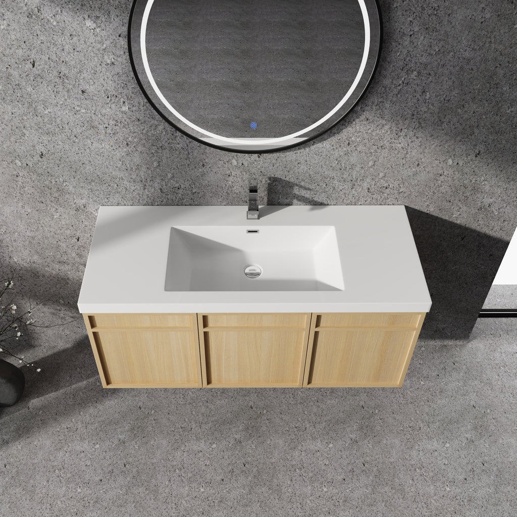 48" Wall-Mounted Bathroom Vanity with Resin Sink