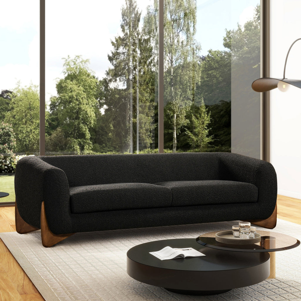 Alpine 90.5" Sherpa Sofa, Ebony