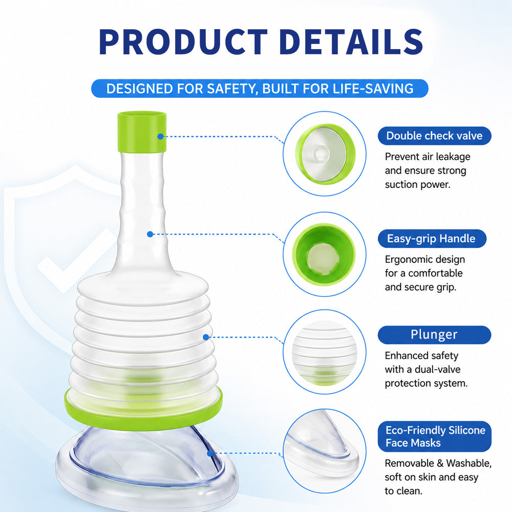 Manual Choking Emergency Device Easy To Use Airway Clearance Suction Tool For Self-Rescue First Aid Home Medical Equipment