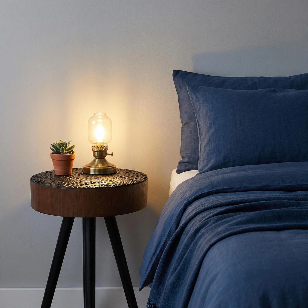 15.7" Round Small Drink Table with Solid Wood Legs