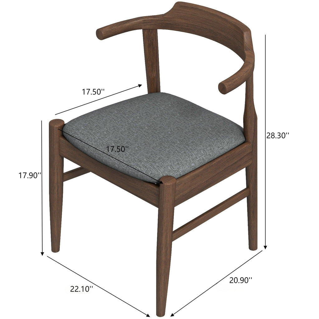 Leon Mid-Century Modern Grey Fabric Dining Chair Set of 2
