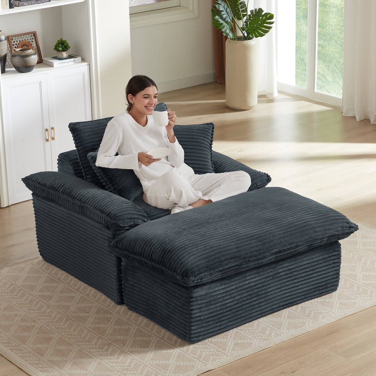 51.97 Inch Modern Comfortable Cushioned Compression Single Seat Sofa