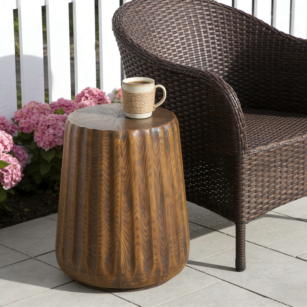 MGO Outdoor Indoor Side Table - Durable Tree Stump Style