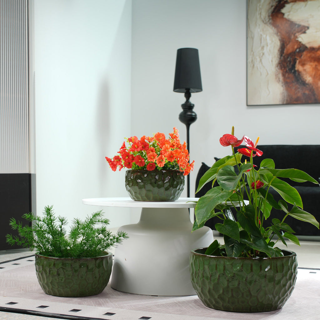 Handmade Glazed Ceramic Planter Set of 3