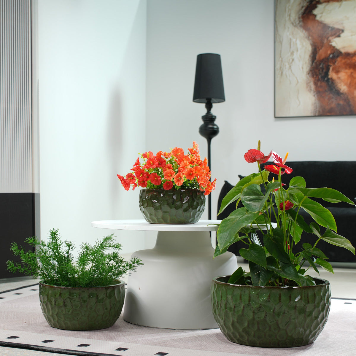 Handmade Glazed Ceramic Planter Set of 3