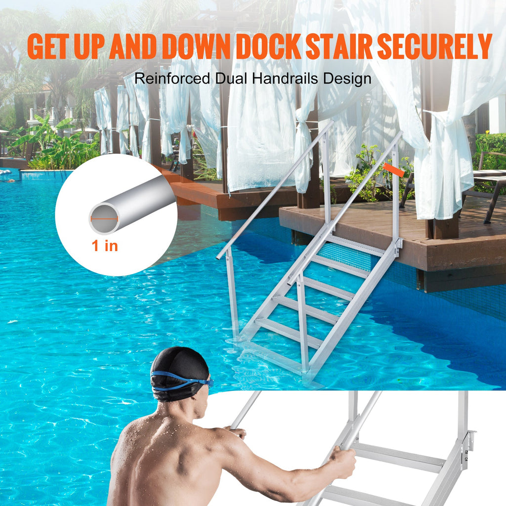 Adjustable Height Dock Ladder - 500 lbs Capacity