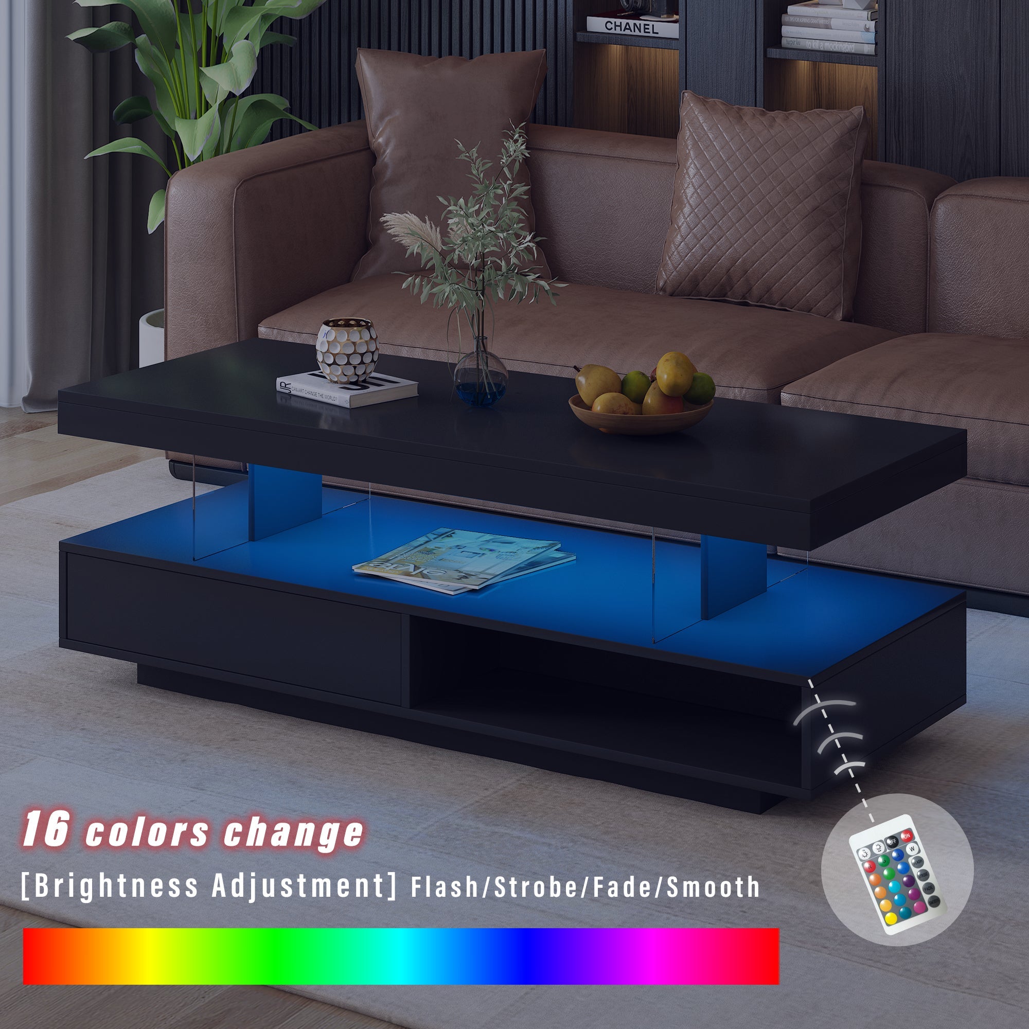 Vibe Haus LED Coffee Table with Storage