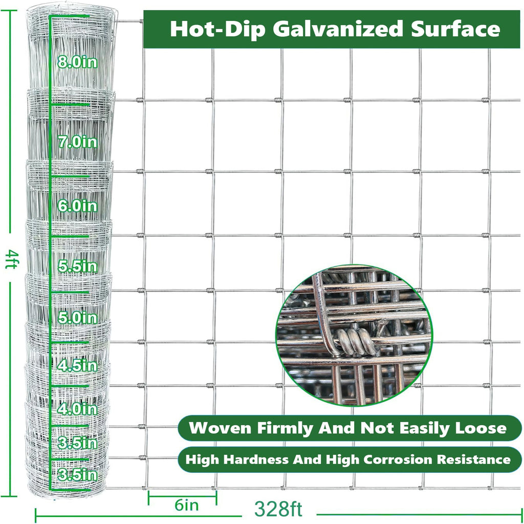 Farm Fence 4ft x 328ft 14 Gauge Heavy Zinc Coating