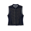 Denim Vest With Knot-detail Topstitching