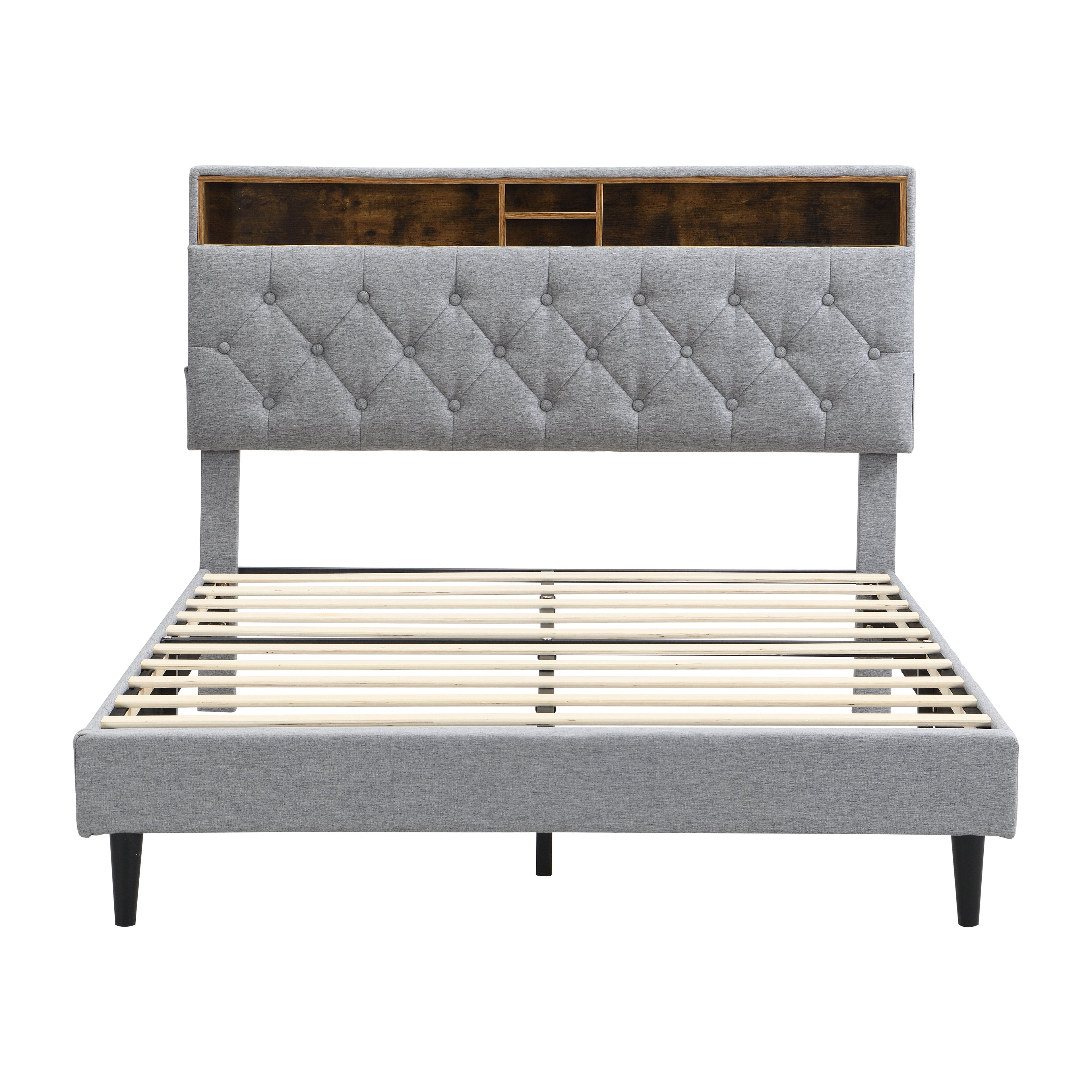 Queen-Size Upholstered Platform Bed Frame