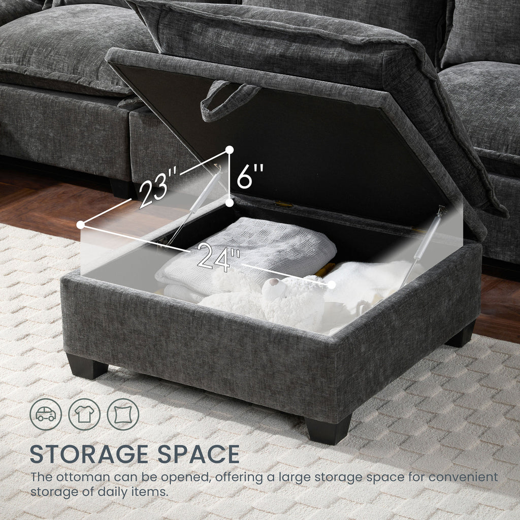 117.5 Inch Modular Sectional Sofa with Movable Storage Ottoman