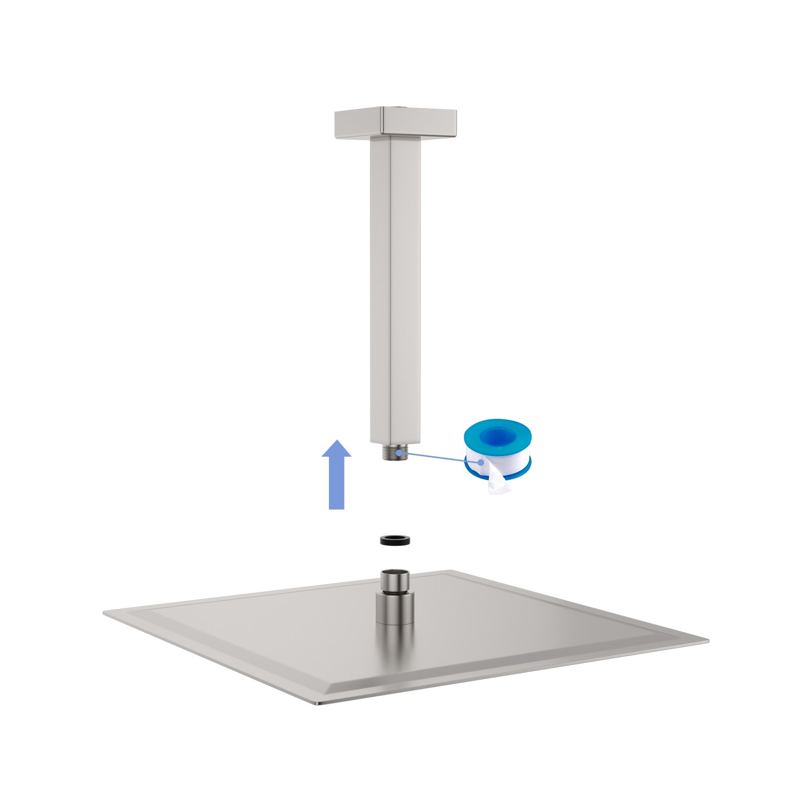 8" Ceiling Mounted Shower Arm with Flange in Brushed Nickel
