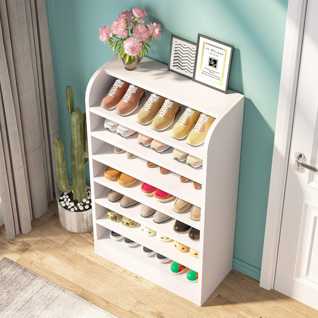 25.59" White 8-Tier Shoe Rack