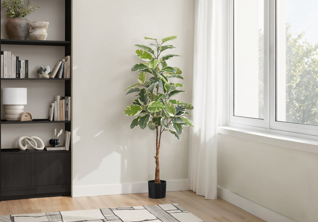 52" Tall Artificial Rubber Tree - Indoor and Faux Decorative Plant
