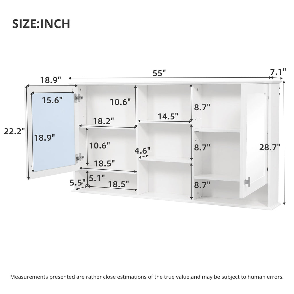 55-Inch Wall-Mount 2-in-1 Mirror Cabinet