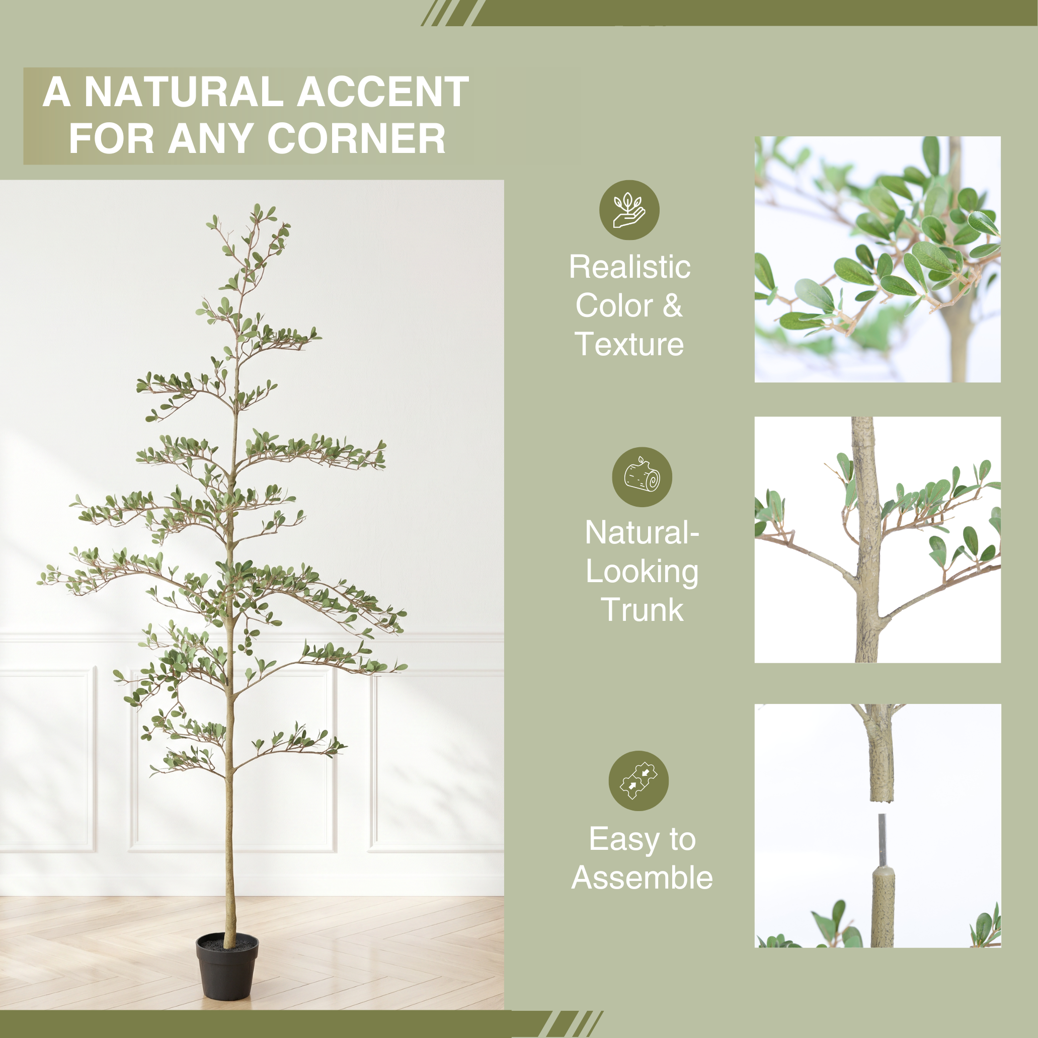 6ft Artificial Olive Tree - Realistic Faux Plant