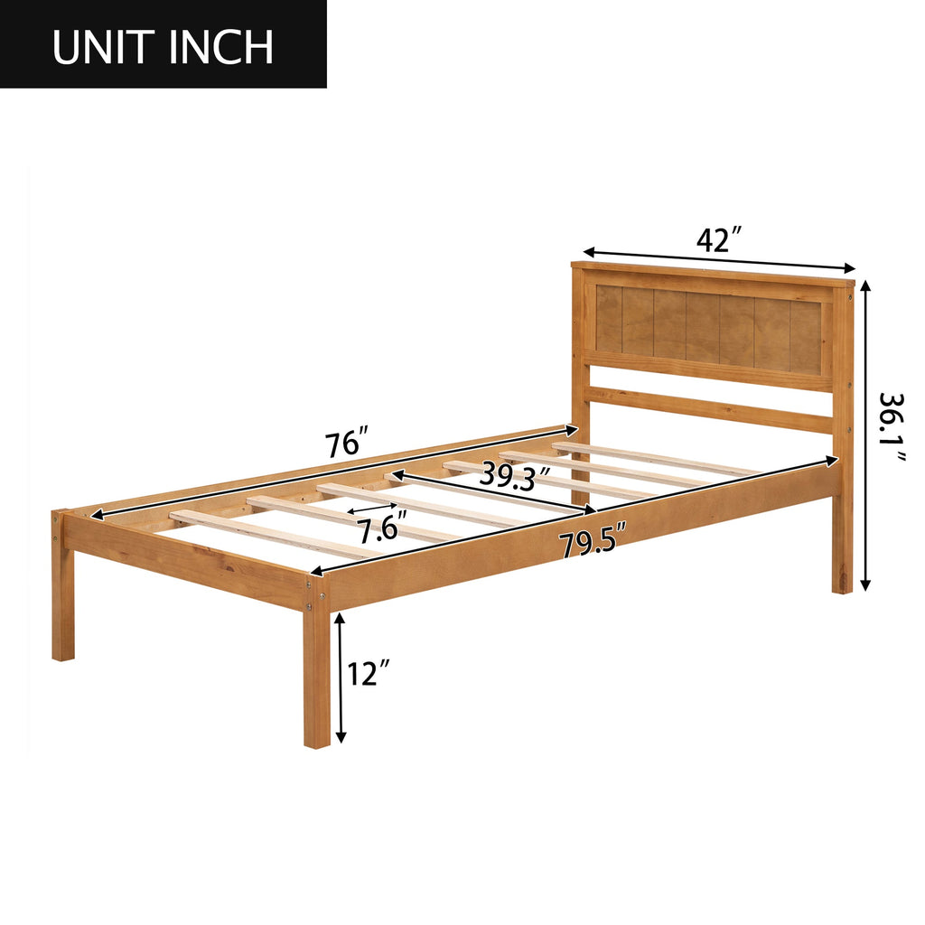 Twin Platform Bed Frame with Headboard