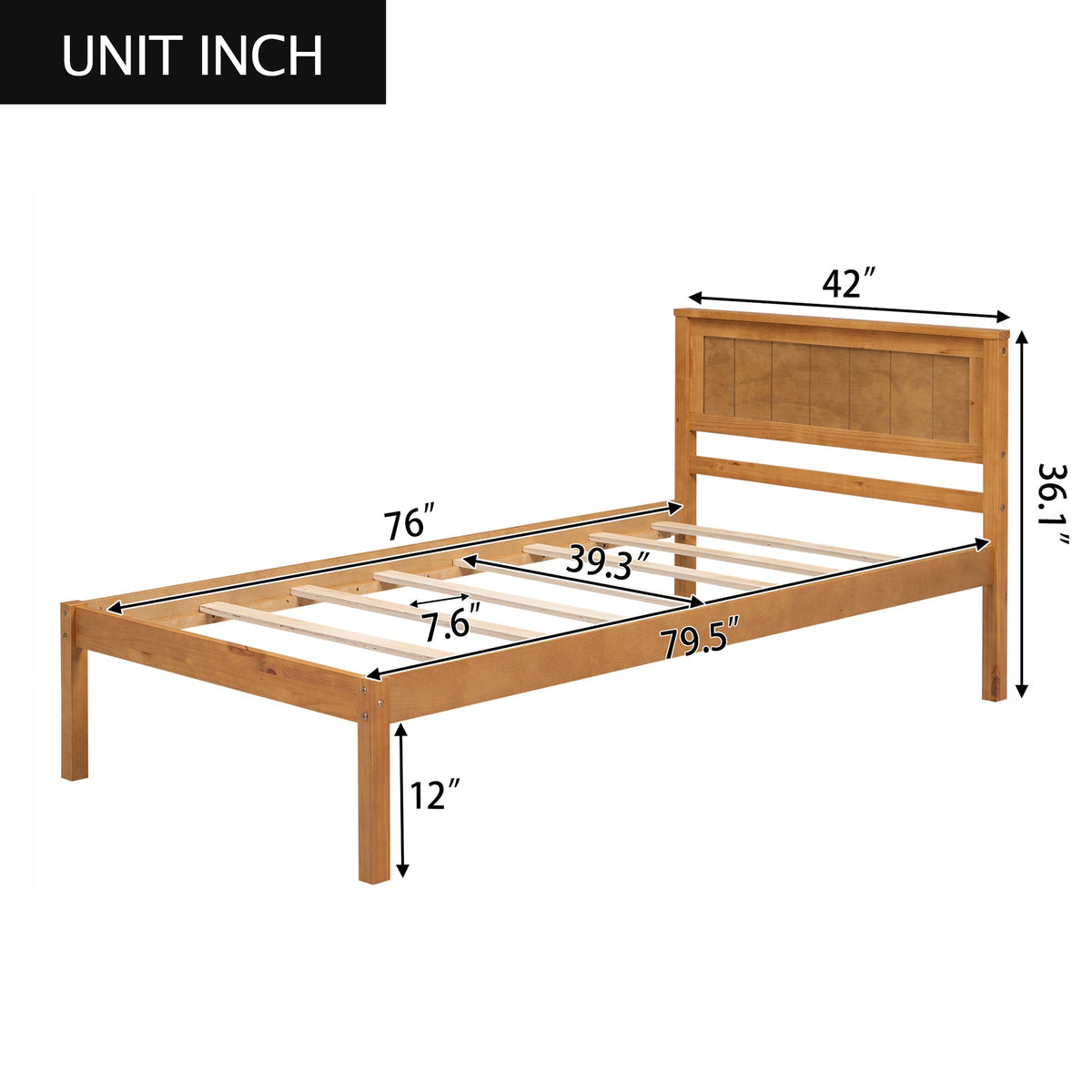 Twin Platform Bed Frame with Headboard