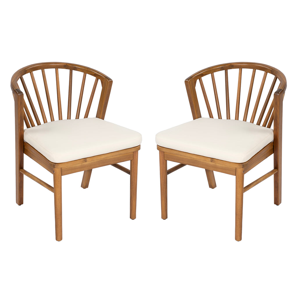 Outdoor Dining Chairs Set of 2 - Acacia Wood Patio Chairs