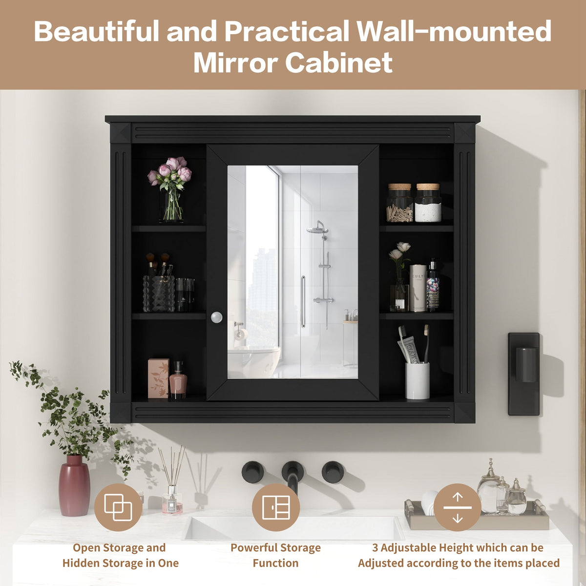 35'' x 28'' Wall Mounted Bathroom Storage Cabinet
