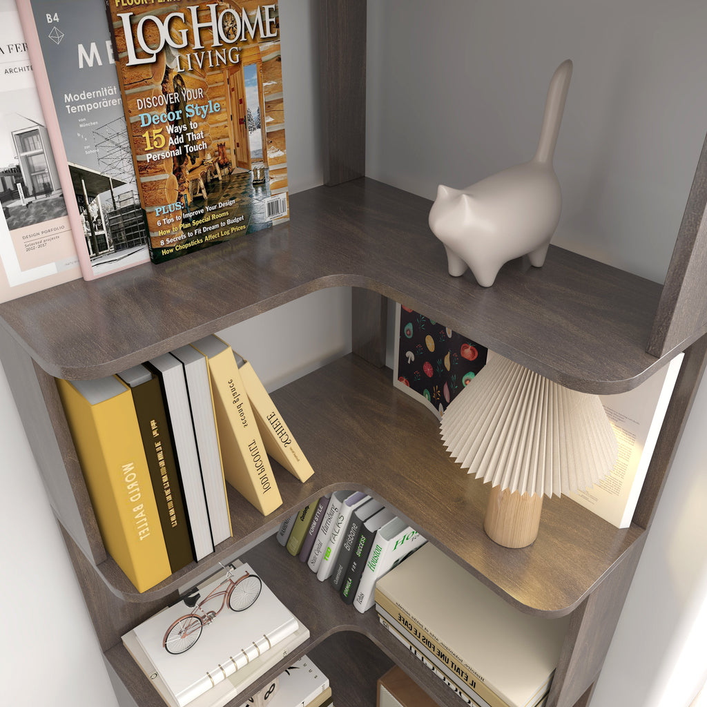 6 Tier Freestanding L-Shaped Corner Bookshelf