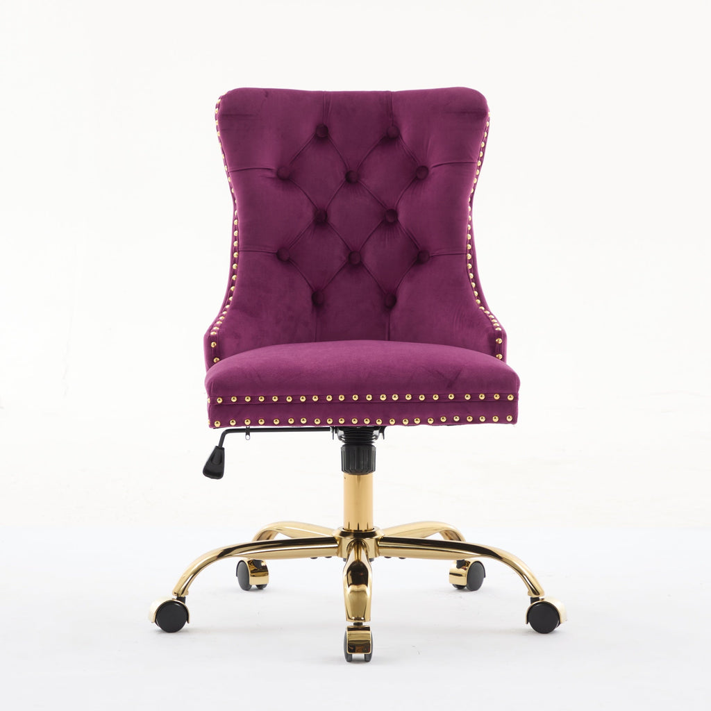 A&A Furniture Modern Velvet Upholstered Office Chair - Purple