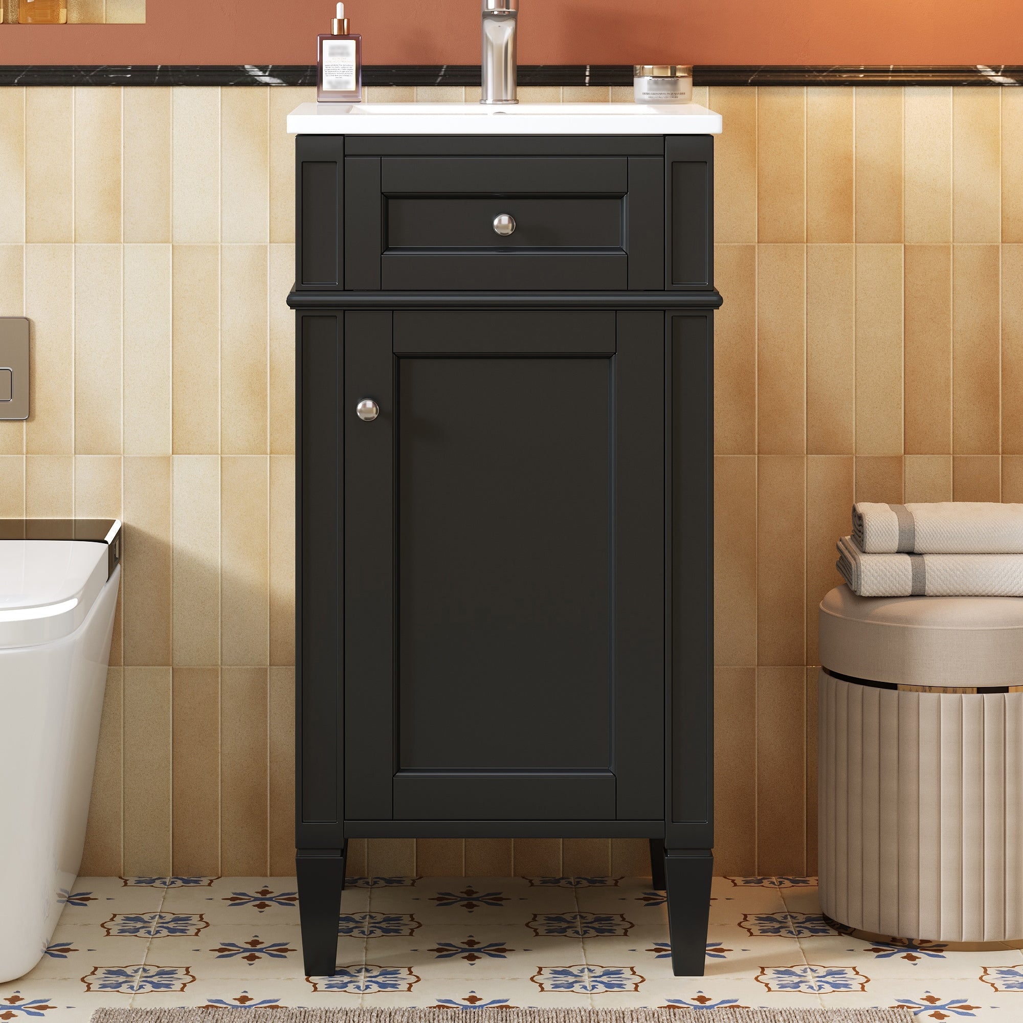 16-Inch Bathroom Vanity with Ceramic Sink