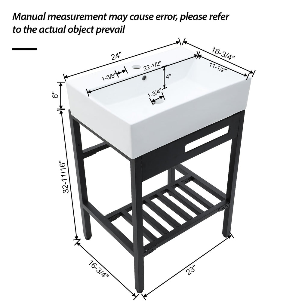 24" x 16.75" Bathroom Ceramic Console Sink with Overflow