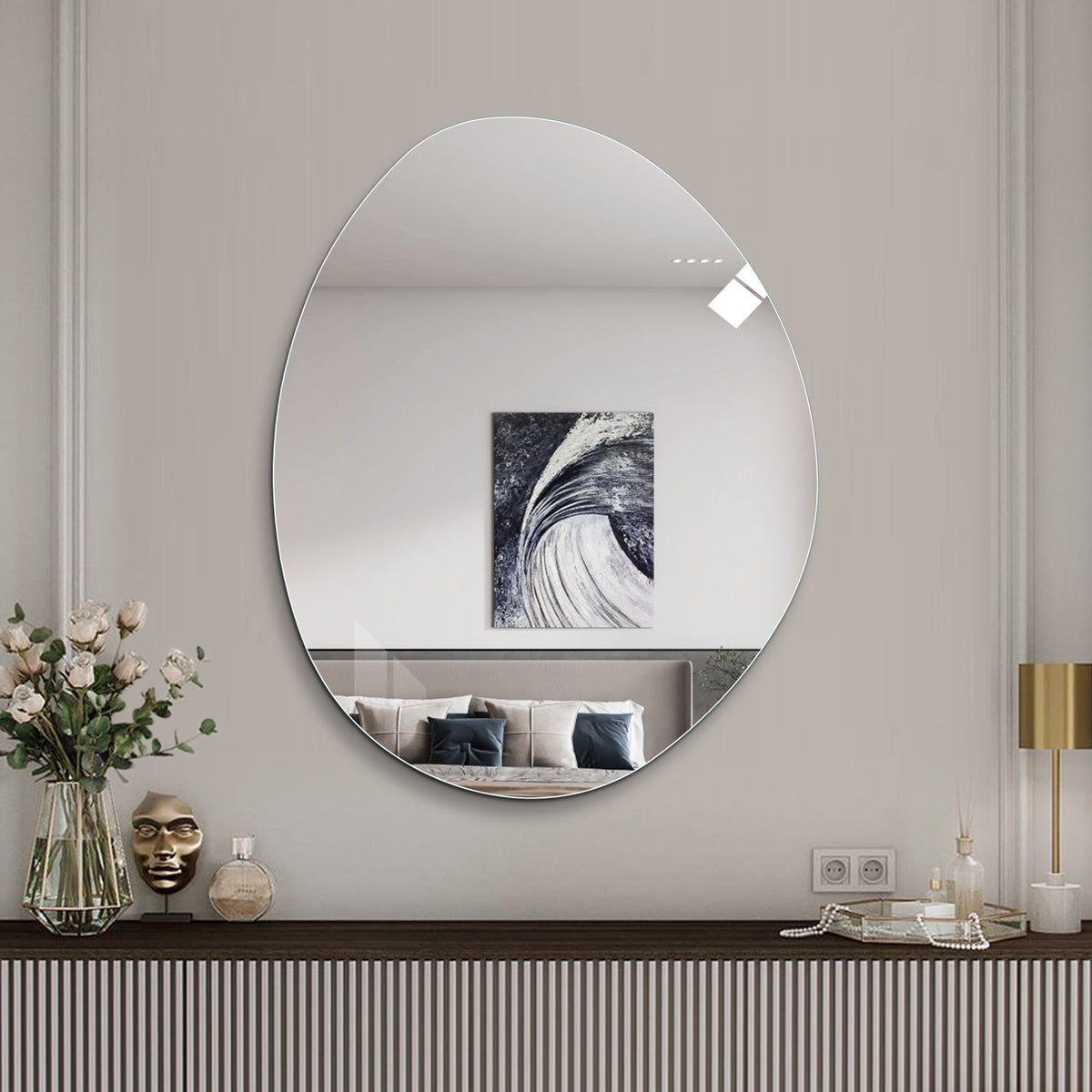 40 in. x 32 in. Modern Asymmetrical Bathroom Wall Mirror