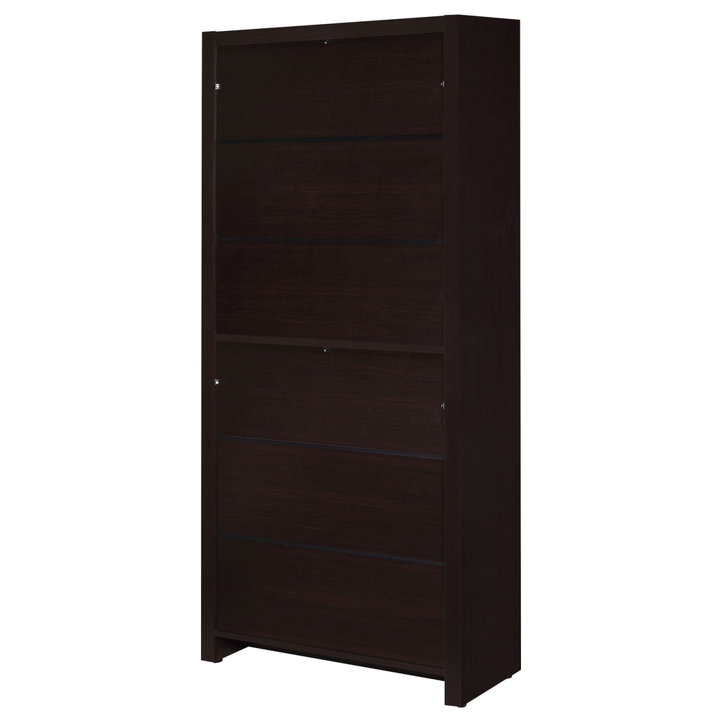 Maureen Cappuccino 5-Shelf Bookcase with Drawer