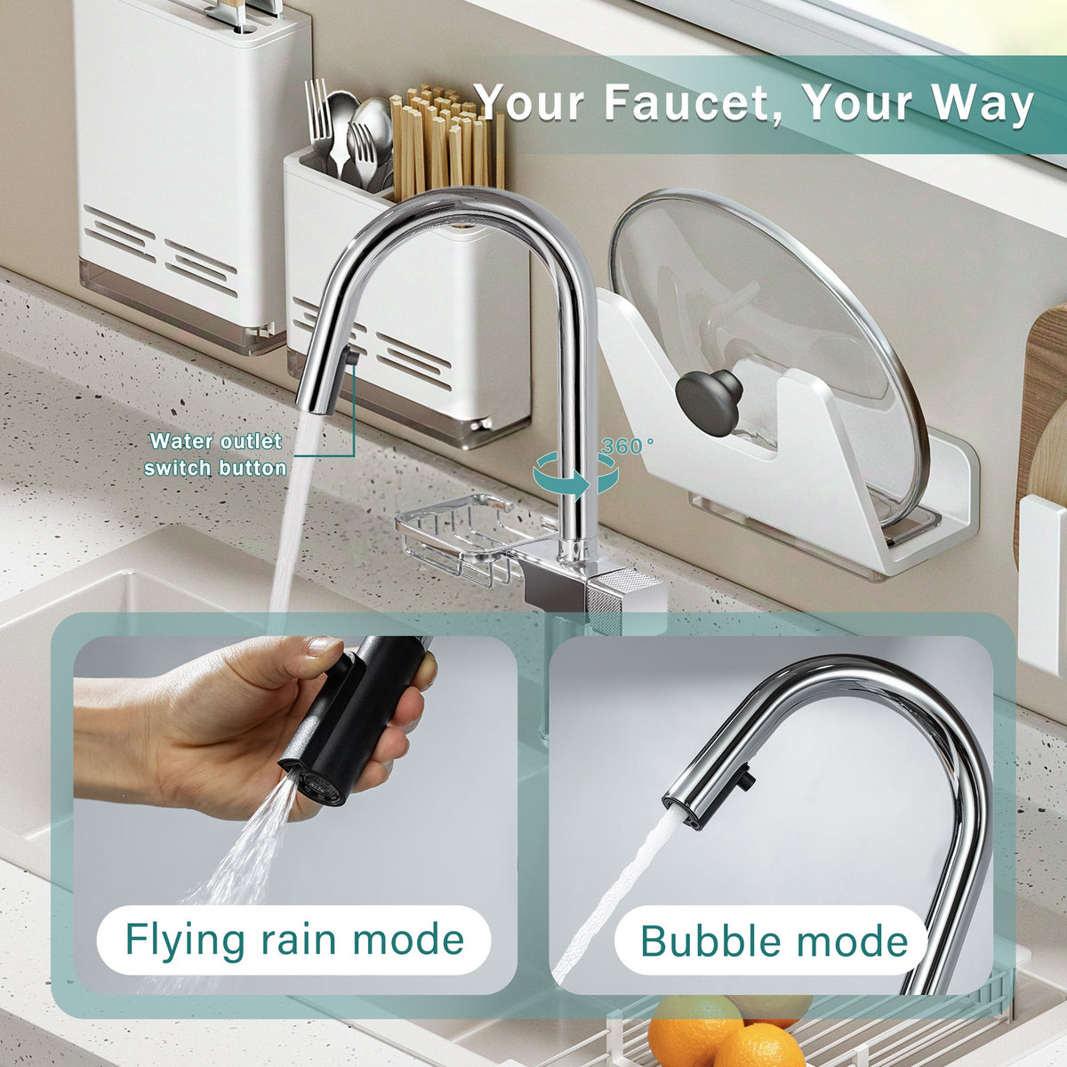 High Arc Pull-Down Kitchen Faucet - Single Hole Stainless Steel