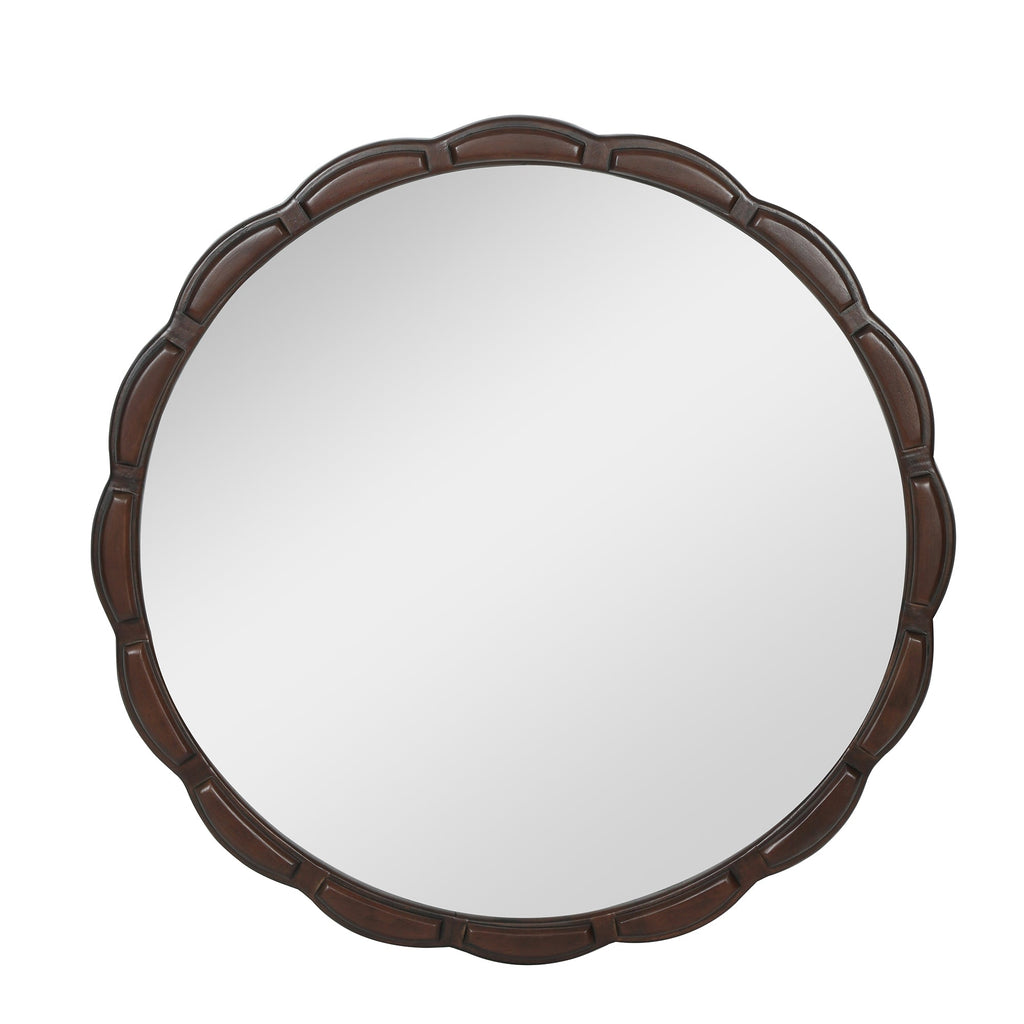 Round Wood Wall Mirror - 31.5" Farmhouse Rustic Accent