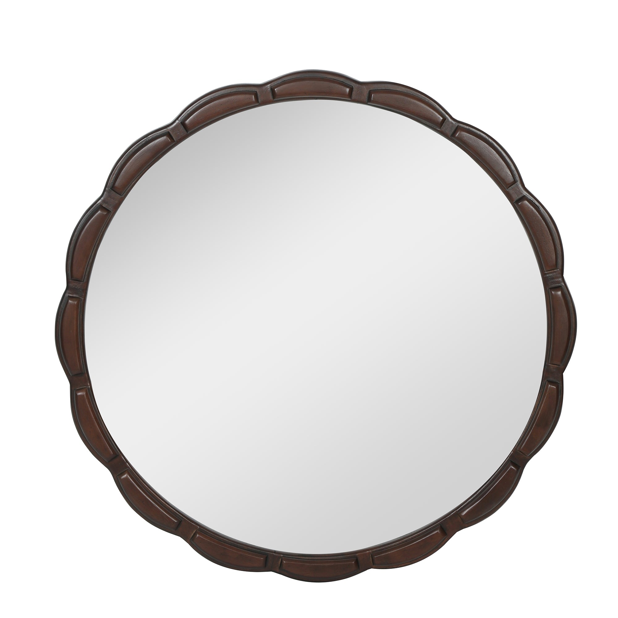Round Wood Wall Mirror - 31.5" Farmhouse Rustic Accent