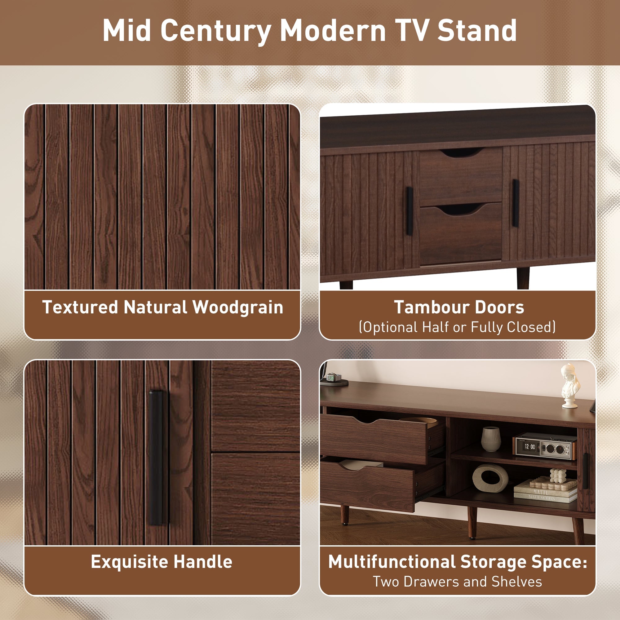 70 Inch Mid Century Modern TV Stand