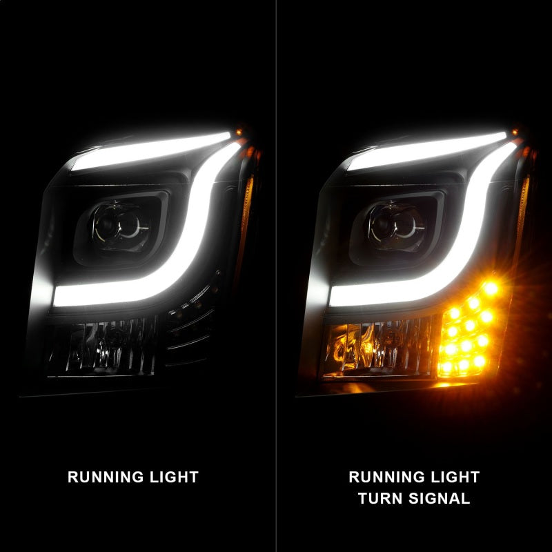 Anzo 15-17 GMC Yukon/Yukon XL Projector Headlights Black Housing/Clear Lens (w/ Light Bars) 111535
