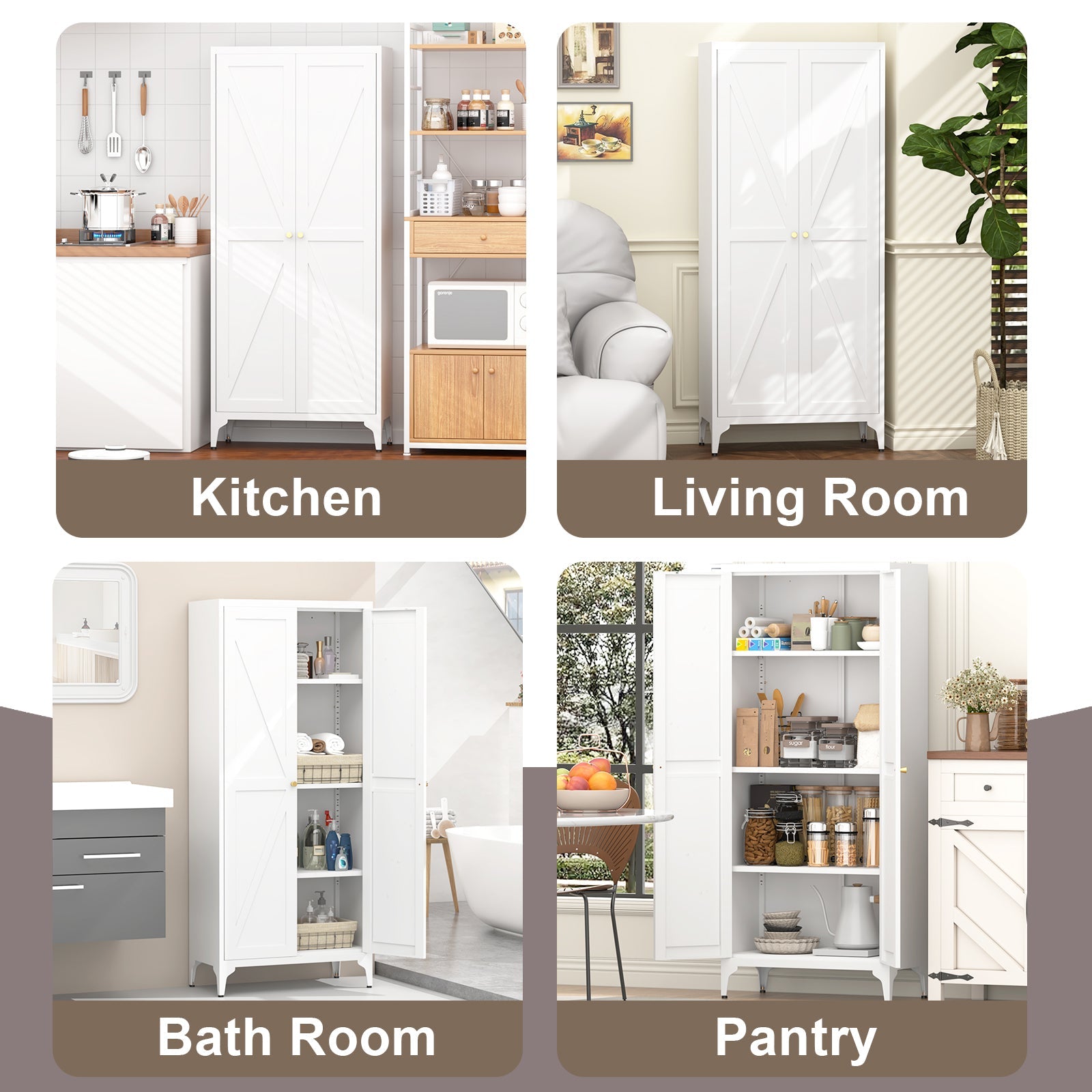 Metal Adjustable 2 Doors Storage Cabinet