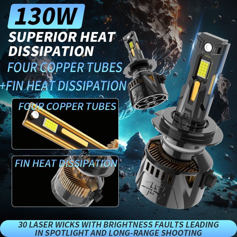Cross Border Exclusive Supply Of Four Copper Tube Automotive Led Headlights With 30 Laser Light Beads Suitable For Cars And Trucks 12-24V Universal